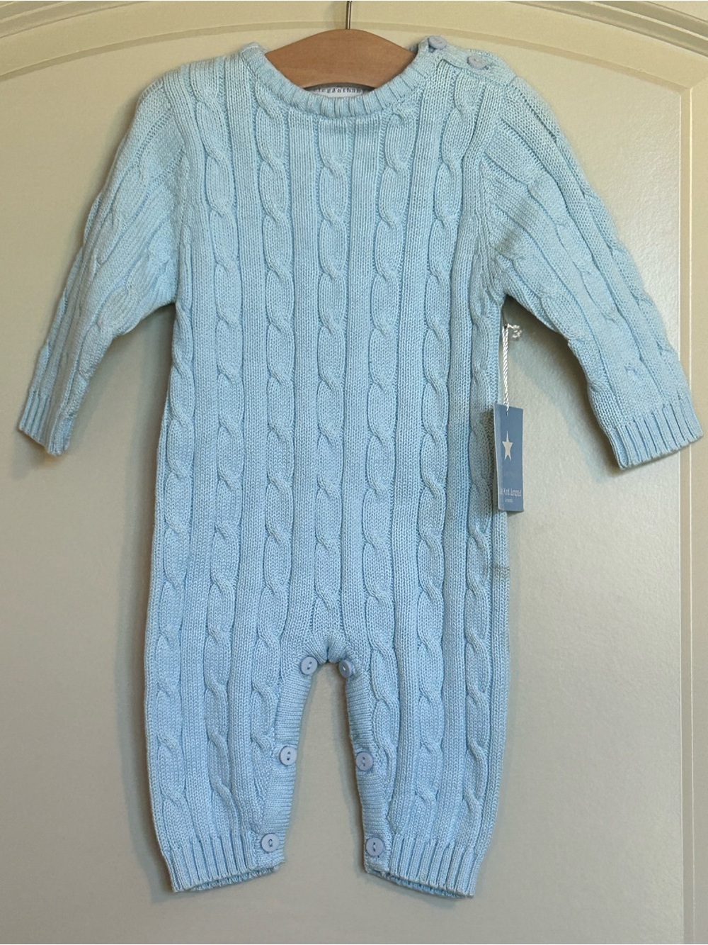 6M Elegant Baby Horseshoe Cable Knit Jumpsuit